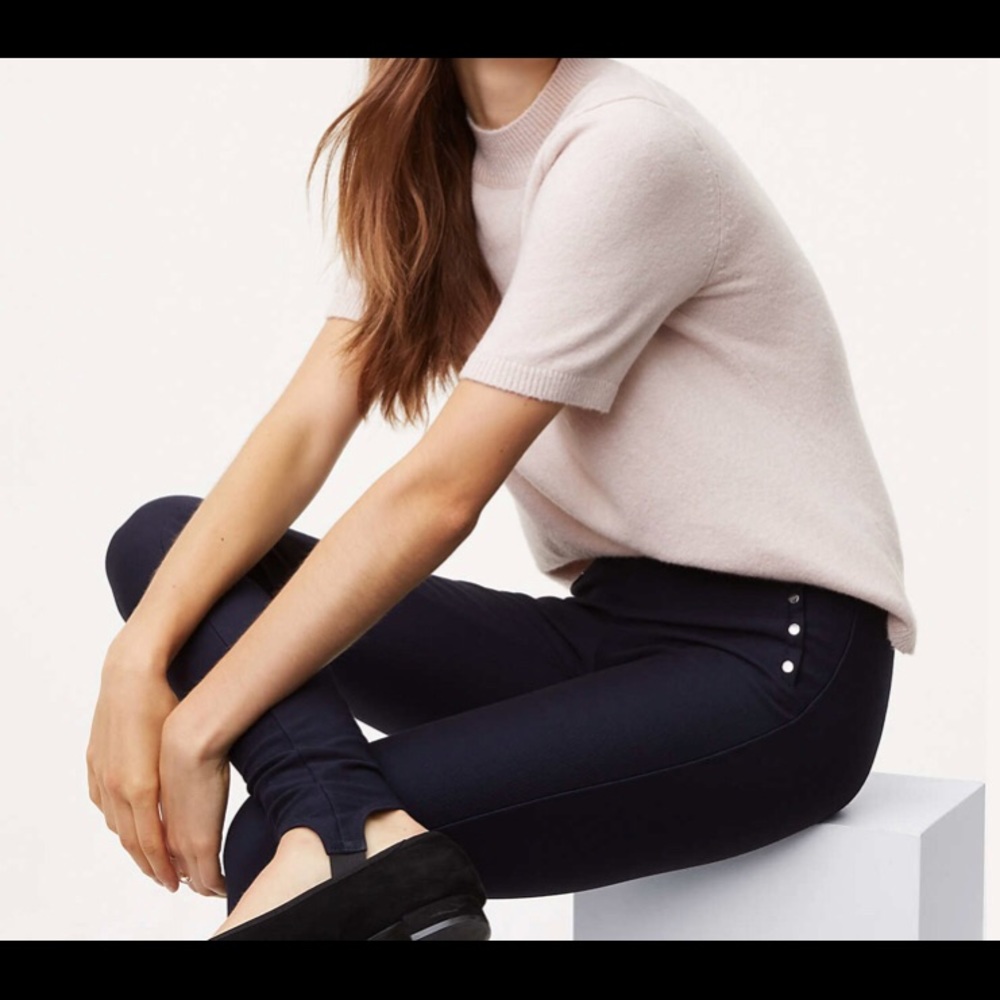 Loft Petite Navy Stirrup Sailor Leggings